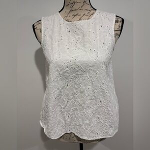 Armani Exchange white Floral Eyelet Embroidered Open Criss-Cross Back size Small